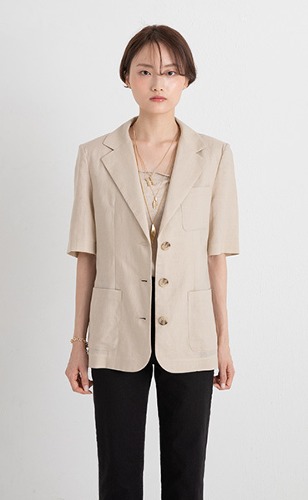 linen standard fit three button single jacket (4colors)