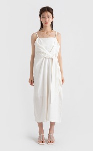tie up detail sleeveless long one-piece (2colors)