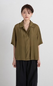 silk collar neck one button blouse (4colors)