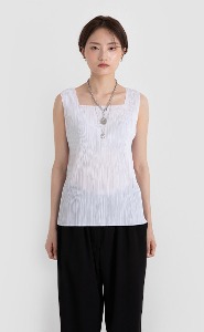 pleats square neck sleeveless top (4colors)